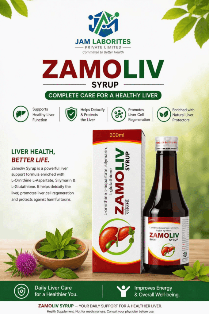 ZAMOLIV Syrup (L-Ornithine L-Aspartate + Silymarin + L-Glutathione)